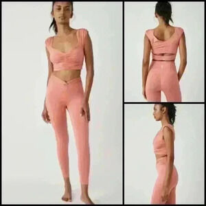 Free People Movement Breathe Deeper High Rise Leggings In Blush Size S